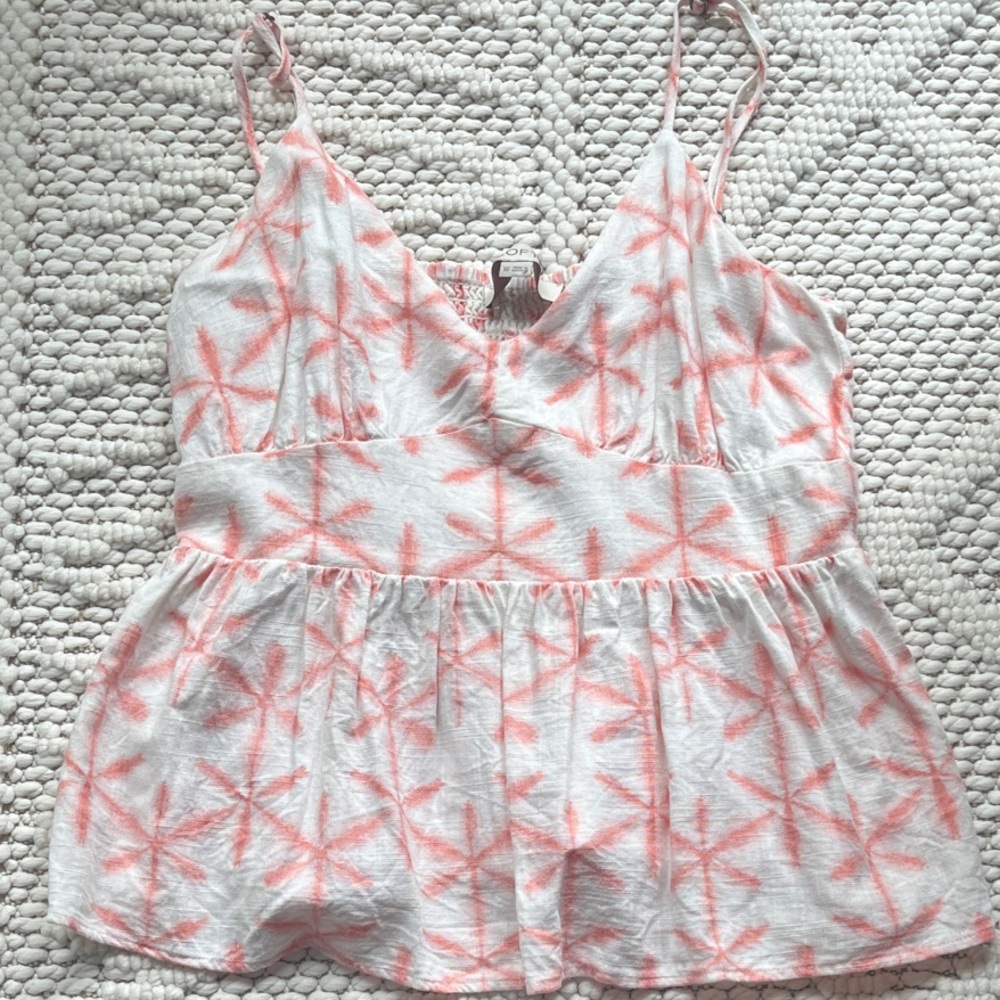 LOFT Pink and White Patterned Camisole